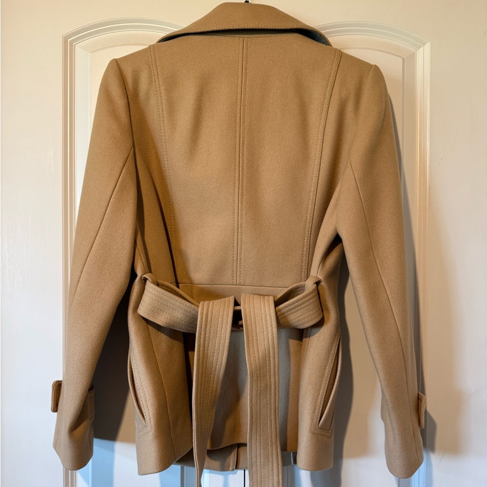 Banana Republic Women's Melton Short Italian Wool Camel Trench Coat size 10P - Picture 8 of 15